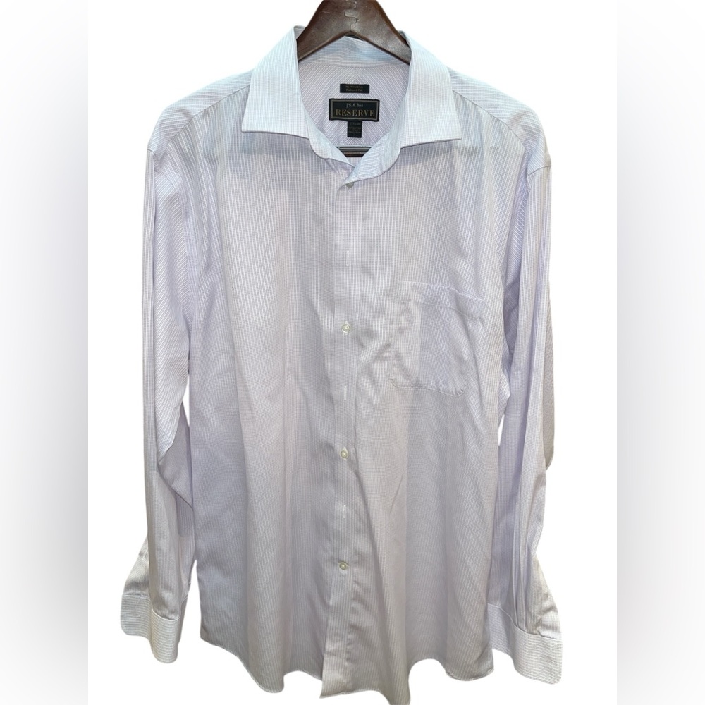 Jos A Bank Reserve Men's White Purple Striped Dress Shirt NWOT